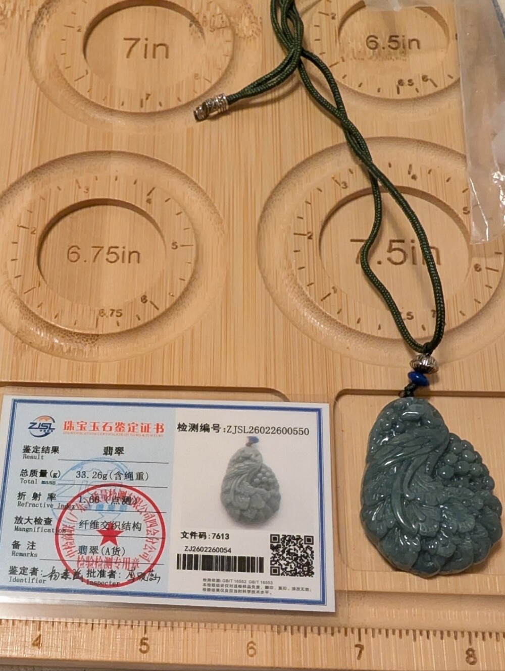 Burmese Jediete Dark Green Jade Peacock Pendant Necklace with Adjustable Cord